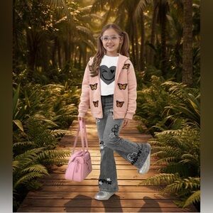 Self Esteem "Dusty Peach” Monarch Butterfly Zip-up Hoodie Girls Size M 10/12
